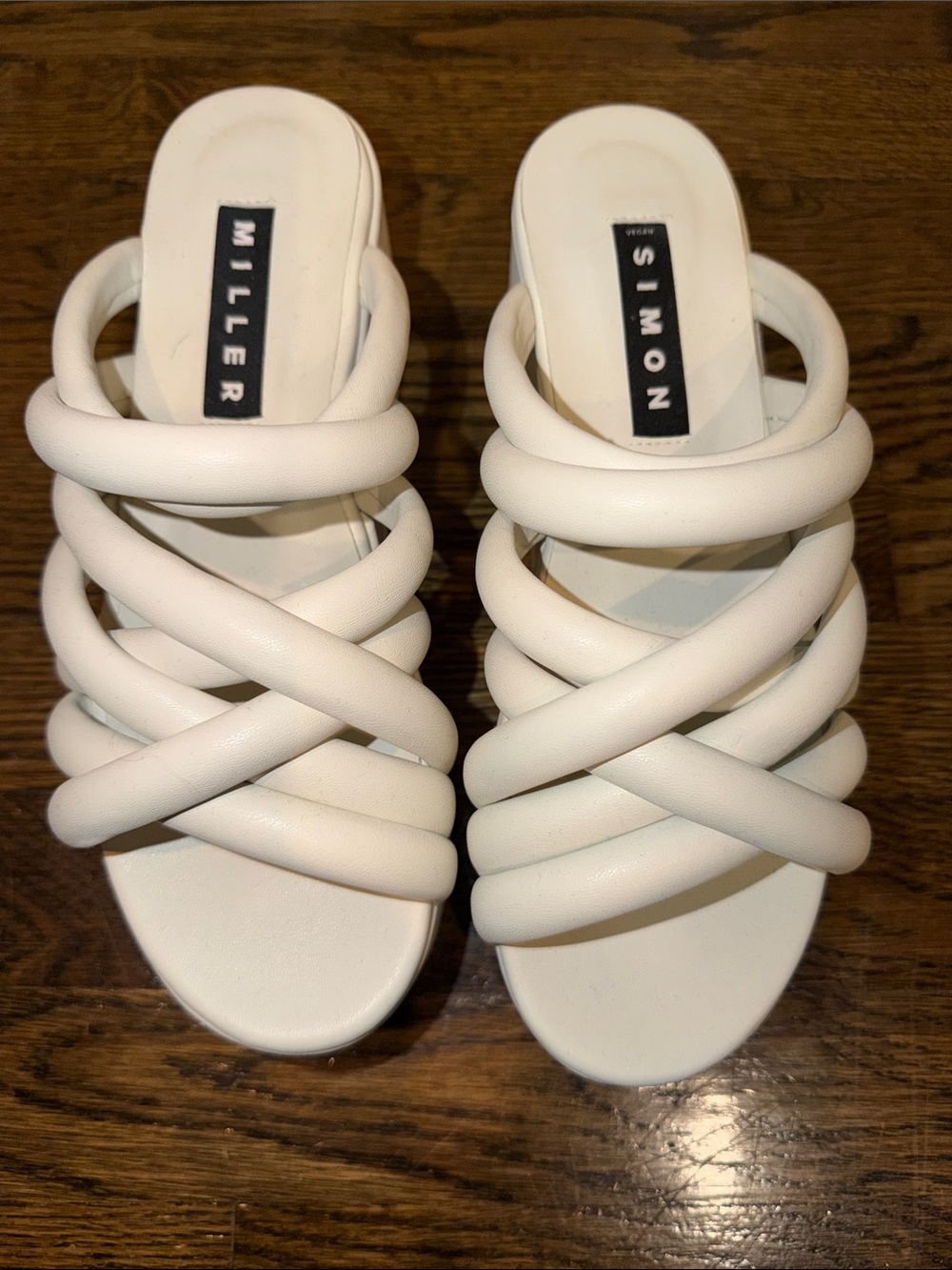 Simon Miller White Padded Crisscross Slide Mules